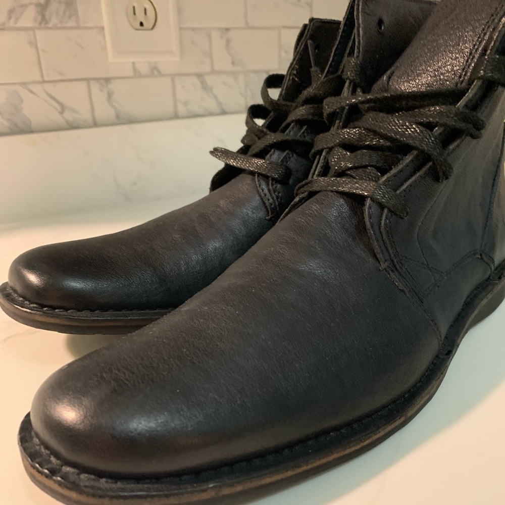 John Varvatos Black Leather Boots NWOT 11.5 - Picture 2 of 9